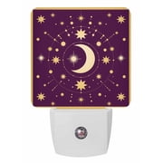 Night Lights Auto Sensor Stars Moon Plug-in LED Nightlights Lamp Dusk to Dawn for Living Room, Bedroom, Bathroom, Hallway, Stairways Wall Decor, Purple Bohemian Gorgeous Starry Night Night Light