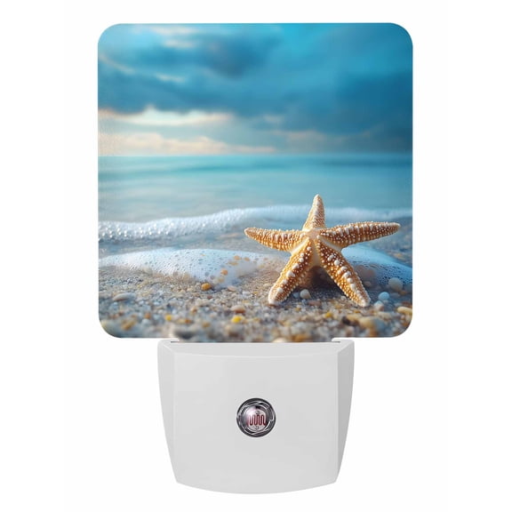 Night Lights Auto Sensor Summer Beach Starfish Plug-in LED Nightlights Lamp Dusk to Dawn for Living Room, Bedroom, Bathroom, Hallway, Stairways Home Wall Decor, Blue SKy Night Light