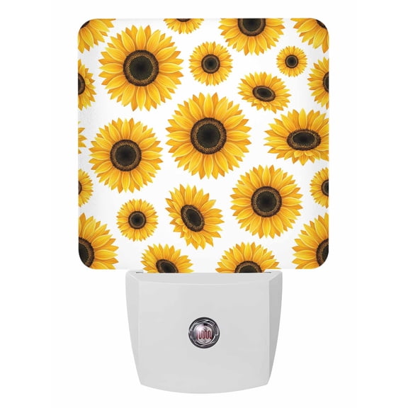 Night Lights Auto Sensor Sunflower Flower Plug-in LED Nightlights Lamp Dusk to Dawn for Living Room, Bedroom, Bathroom, Hallway, Stairways Home Wall Decor, Yellow Bloom Floral Night Light