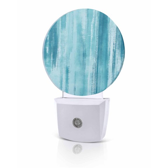 Night Lights Auto Sensor Teal Abstract Graffiti Night Light Art Painting Round Lamp Plug-in LED Nightlights Dusk to Dawn for Living Room Bedroom Bathroom Hallway Home Wall Decor