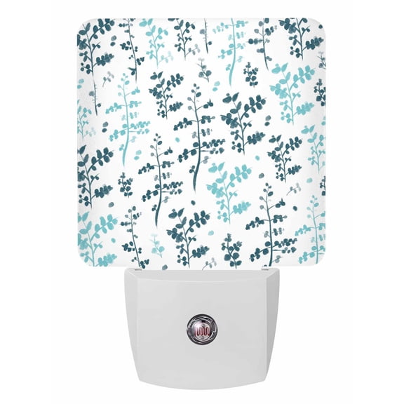 Night Lights Auto Sensor Teal Green Leaves Plug-in LED Nightlights Lamp Dusk to Dawn for Living Room, Bedroom, Bathroom, Hallway, Stairways Wall Decor, Farmhouse Leaf Branches Plants Night Light