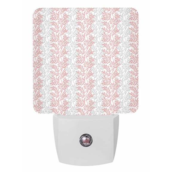 Night Lights Auto Sensor Tree Branch Plug-in LED Nightlights Lamp Dusk to Dawn for Living Room, Bedroom, Bathroom, Hallway, Stairways Home Wall Decor, Pink Grey Leaves Night Light