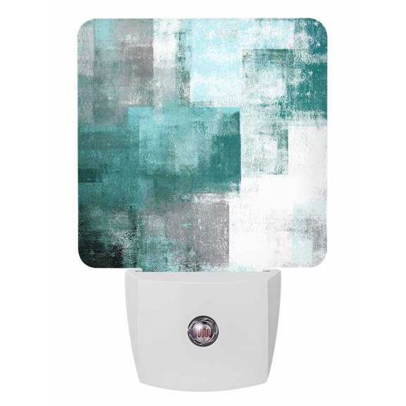 Night Lights Auto Sensor Turquoise Graffiti Plug-in LED Nightlights Lamp Dusk to Dawn for Living Room, Bedroom, Bathroom, Hallway, Stairways Home Wall Decor, Abstract Sage Green Paint Night Light