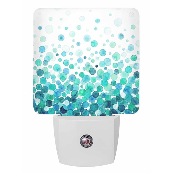 Night Lights Auto Sensor Turquoise Polka Dots Plug-in LED Nightlights Lamp Dusk to Dawn for Living Room, Bedroom, Bathroom, Hallway, Stairways Home Wall Decor, Watercolor Abstract Art Night Light
