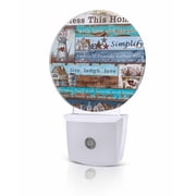 Night Lights Auto Sensor Western Texas Star Wood Night Light Farm Bless This Home Round Lamp Plug-in LED Nightlights Dusk to Dawn for Living Room Bedroom Bathroom Hallway Home Wall Decor