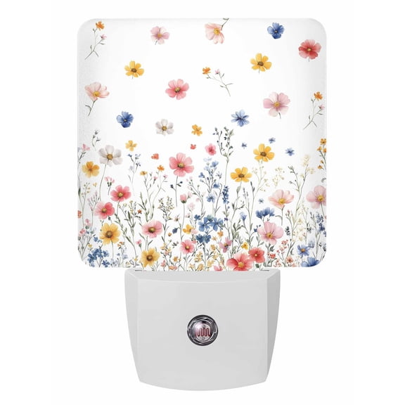 Night Lights Auto Sensor Wildflowers Plug-in LED Nightlights Lamp Dusk to Dawn for Living Room, Bedroom, Bathroom, Hallway, Stairways Home Wall Decor, Farmhouse Floral Branch Night Light