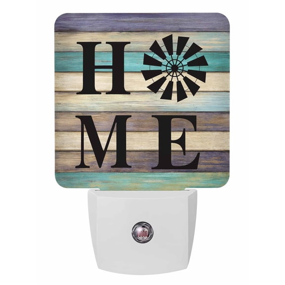 Night Lights Auto Sensor Windmill Home Plug-in LED Nightlights Lamp Dusk to Dawn for Living Room, Bedroom, Bathroom, Hallway, Stairways Home Wall Decor, Farmhouse Wood Grain Night Light