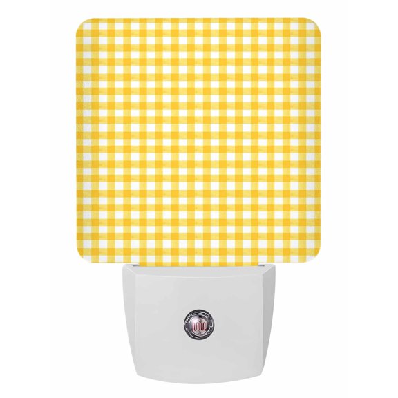 Night Lights Auto Sensor Yellow Buffalo Plaid Plug-in LED Nightlights Lamp Dusk to Dawn for Living Room, Bedroom, Bathroom, Hallway, Stairways Home Wall Decor, Pastoral Checkered Night Light