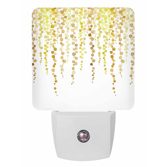 Night Lights Auto Sensor Yellow Polka Dots Vines Plug-in LED Nightlights Lamp Dusk to Dawn for Living Room, Bedroom, Bathroom, Hallway, Stairways Home Wall Decor, Lines Art Night Light