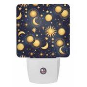 Night Lights Auto Sensor Yellow Star Moon Plug-in LED Nightlights Lamp Dusk to Dawn for Living Room, Bedroom, Bathroom, Hallway, Stairways Home Wall Decor, Fantasy Galaxy Starry Night Night Light