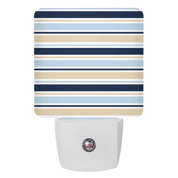 Night Lights Auto Sensor Yellow Stripes Plug-in LED Nightlights Lamp Dusk to Dawn for Living Room, Bedroom, Bathroom, Hallway, Stairways Home Wall Decor, Navy Blue Classic Striped Night Light