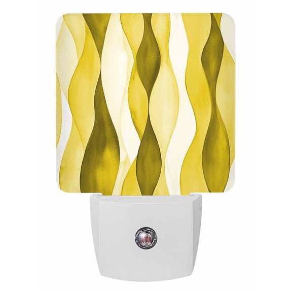 Night Lights Auto Sensor Yellow Water Waves Plug-in LED Nightlights Lamp Dusk to Dawn for Living Room, Bedroom, Bathroom, Hallway, Stairways Home Wall Decor, Ombre Abstract Strips Night Light