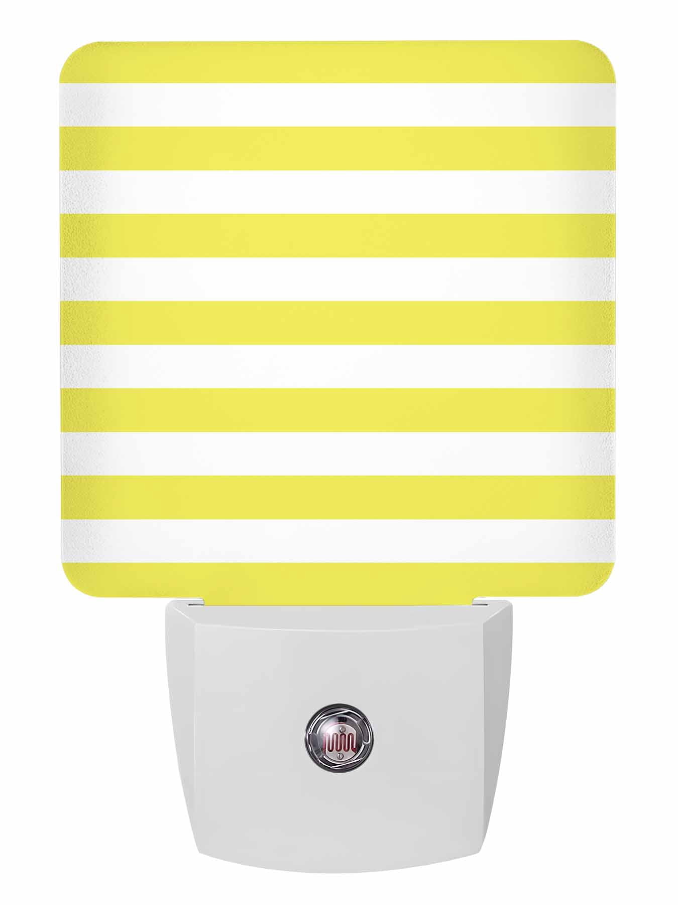 Night Lights Auto Sensor Yellow and White Stripes Plug-in LED ...