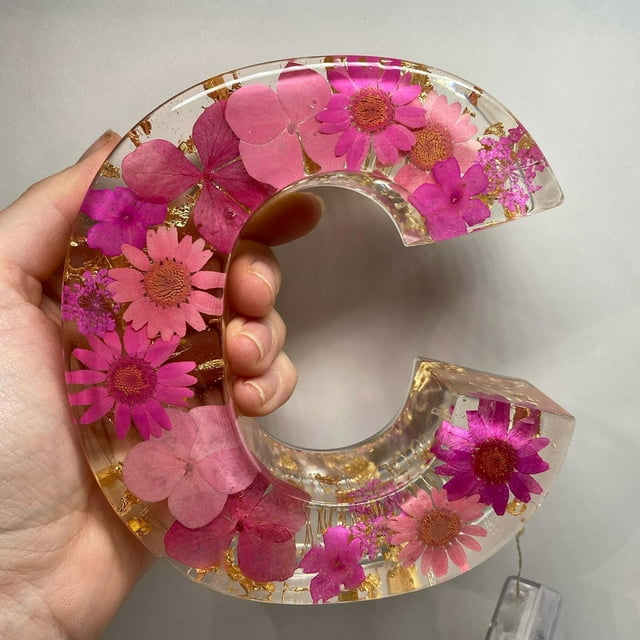 Night Lights,Dried Flower Letters Night Light Floral Resin Night Light