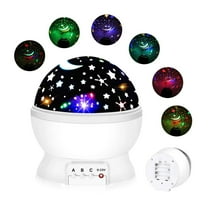 Night Lights for Kids, Star Night Light Projector for Kids Room, 360 Degree Rotation - 4 LED Bulbs 12 Light Color Changing, Christmas Birthday Gifts for Kids, Glow in The Dark Stars - White