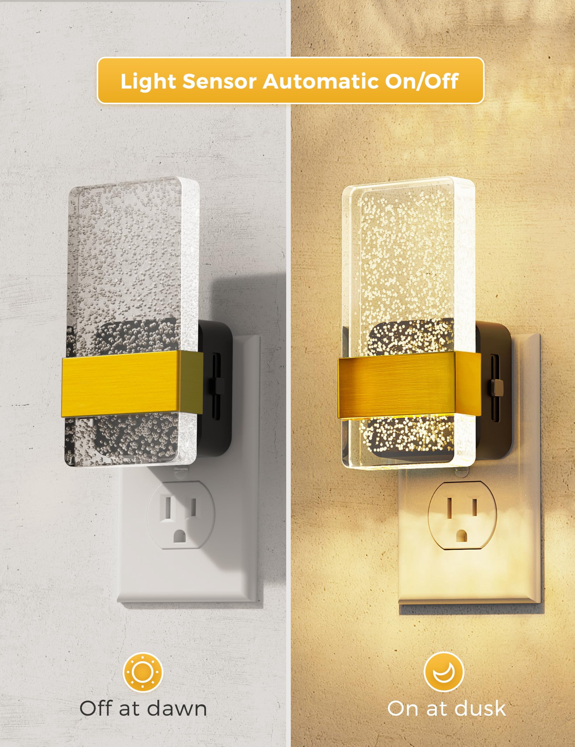 Night Lights Plug Into Wall  2 Pack In Light With Dusk To Dawn Sensor 0-100lm Dimmable Nightlight Sconce-style Design Nightlights For Bathroom Hallway Stairway Gift