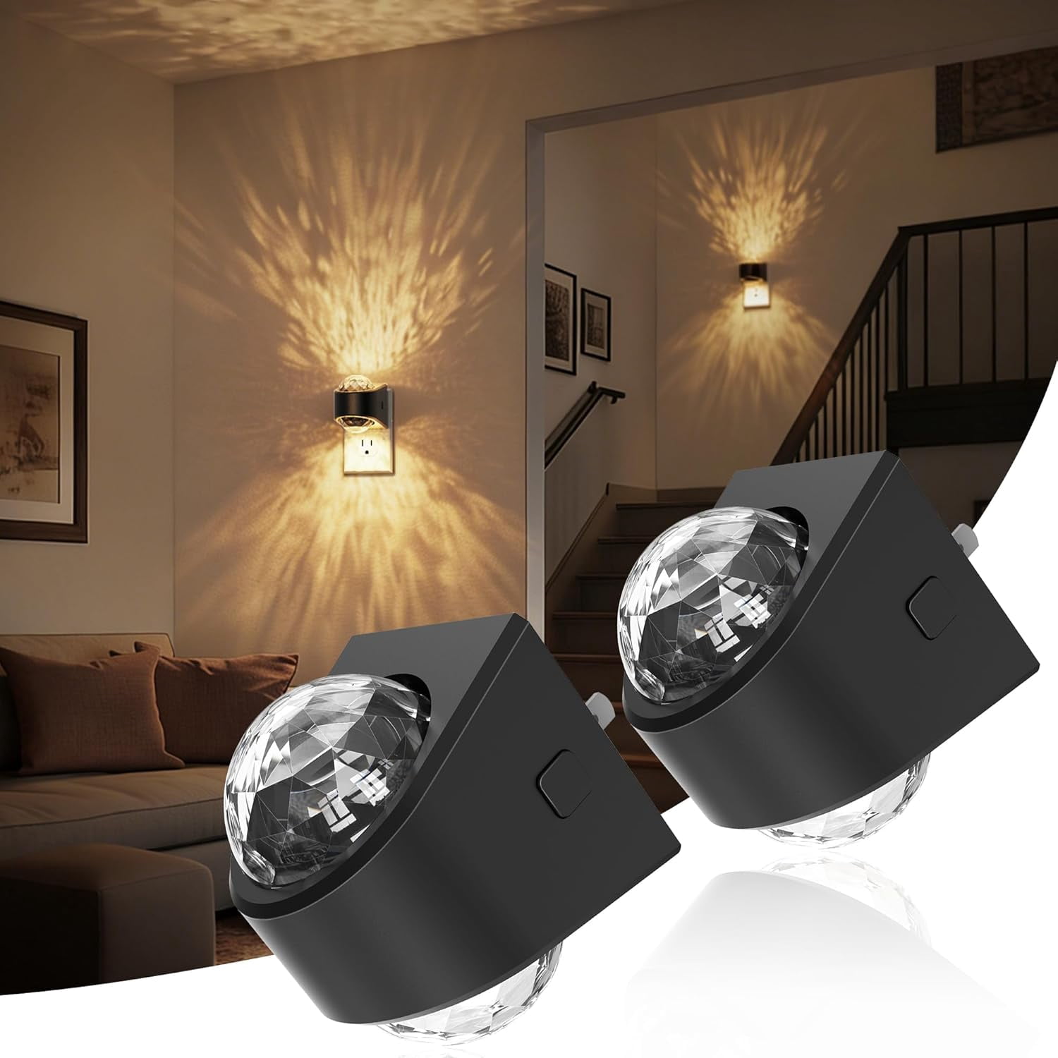 Night Lights Plug into Wall, 2 Pack Star Projector Night Light with 3000K Soft White, Automatic Galaxy Nightlight Plug in with Light Sensor for Bathroom Hallway Room Decor
