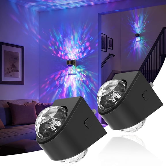 Night Lights Plug into Wall, 2 Pack Star Projector RGB Night Light | 9 Color Change, Automatic Galaxy Nightlight Plug in with Light Sensor for Bathroom Hallway Room Decor