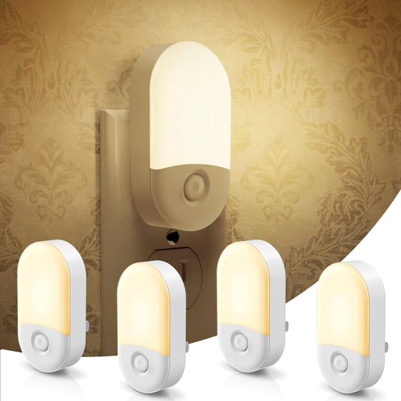 Night Lights Plug into Wall, [4 Pack] LED Night Light with Light Sensors, 30/60LM Nightlights for Kids Room, Soft White 3000K, 0.6W Automatic Plug in Wall Light for Bedroom, Hallway