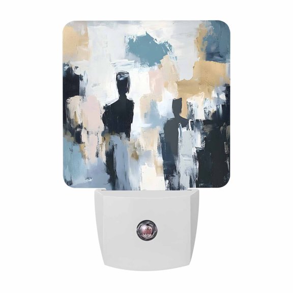 Night Lights Plug into Wall, Abstract Oil Painting LED Night Light with Dusk to Dawn Sensor, Modern Colorful Canvas Art Decorative Nightlight for Hallway Bathroom Kitchen