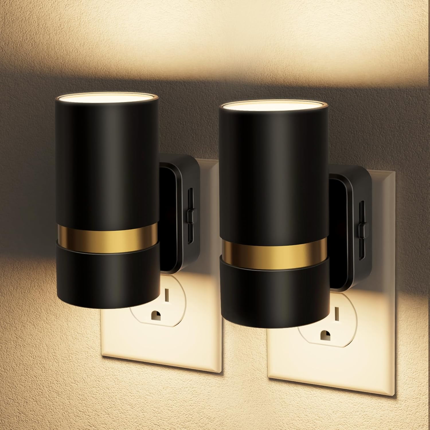 Night Lights Plug into Wall, Automatic Night Light with Dusk to Dawn, 2 Pack 0-100LM Dimmable Plug in LED Nightlight 3000K Soft Warm for Bedroom, Hallway, Stairs