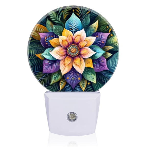 Light Sensor of LED Night Light, Beautiful Leaf - Encircled Bloom Night Light Plug Into Wall for Kids Room, Bedroom, Bathroom, Kitchen