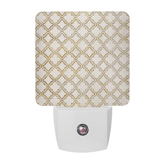 Night Lights Plug into Wall, Beige Moroccan LED Night Light with Dusk to Dawn Sensor, Geometric Abstract Art Modern Decorative Nightlight for Hallway Bathroom Kitchen