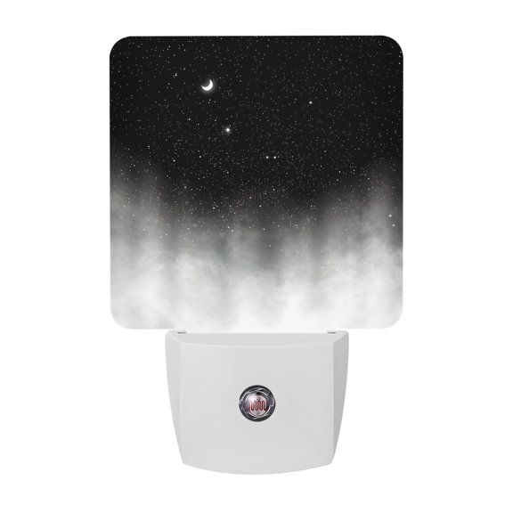 Night Lights Plug into Wall, Black Night Stars LED Night Light with Dusk to Dawn Sensor, Moon Grey Gradient Cloud Fog Decorative Nightlight for Hallway Bathroom Kitchen