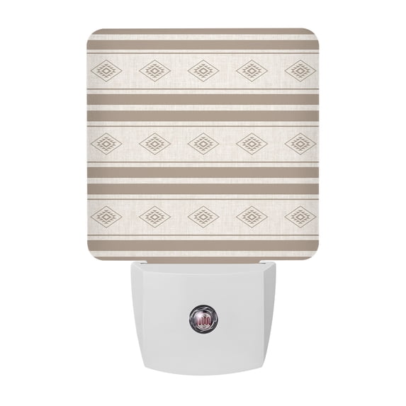 Night Lights Plug into Wall, Brown Striped LED Night Light with Dusk to Dawn Sensor, Modern Geometric Aesthetics Decorative Nightlight for Hallway Bathroom Kitchen