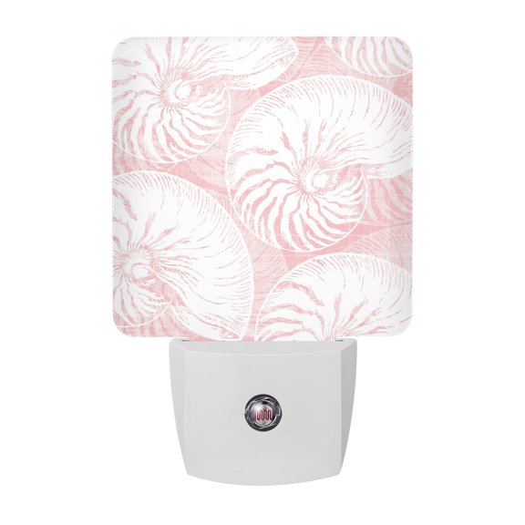 Night Lights Plug into Wall, Coastal Shell Pink LED Night Light with Dusk to Dawn Sensor, Summer Ocean Shell Beach Decorative Nightlight for Hallway Bathroom Kitchen