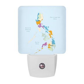 Night Lights Plug into Wall, Colorful Map LED Night Light with Dusk to Dawn Sensor, Modern Abstract Minimalist Illustration Art Decorative Nightlight for Hallway Bathroom Kitchen