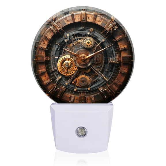 LED Night Lights Lamp with Dusk to Dawn Sensor, Complex Mechanical Clock Structure Night Light Plug Into Wall for Kids Room, Bedroom, Bathroom, Kitchen, Hallway