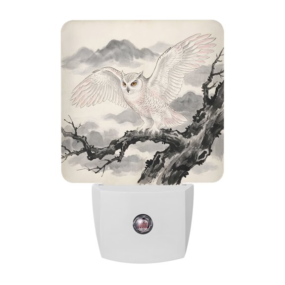 Night Lights Plug into Wall, Cute Eagle LED Night Light with Dusk to Dawn Sensor, Natural Mountain Tree Branches Animals Rustic Decorative Nightlight for Hallway Bathroom Kitchen