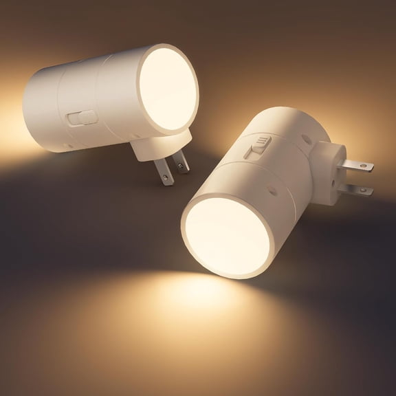 Night Lights Plug into Wall, Dimmable LED Nightlight with Dusk to Light Sensor, 0-100LM Adjustable Brightness, 3 Color Temperatures, Compact Size, 2 Pack for Hallway, Bathroom White