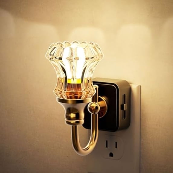 Night Lights Plug into Wall, Dimmable Night Light Pulg in, Diamond Automatic Night Lights with Auto Light Sensor, Adjustable Brightness 3000K LED Night Light, for Bedroom Hallway,5.9*6.7 In.