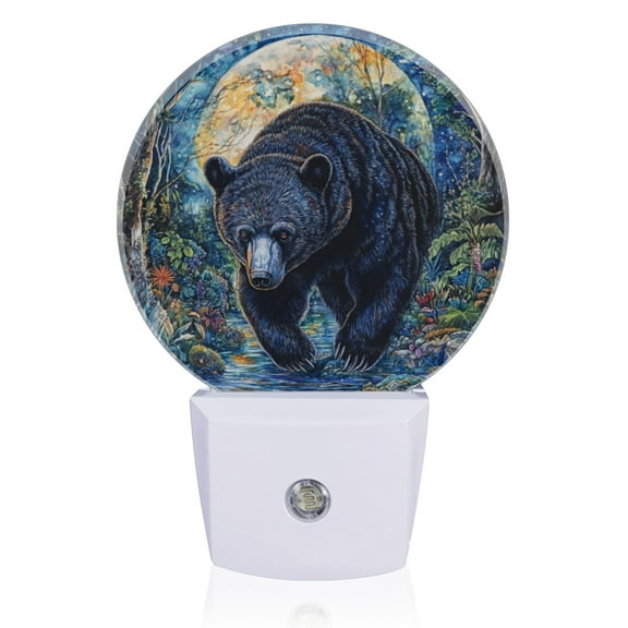 Night Lights Plug Into Wall, Exquisite Moon - Shadowed Bear LED Night Lights Lamp with Dusk to Dawn Sensor for Kids Room, Bedroom, Bathroom, Kitchen, Hallway