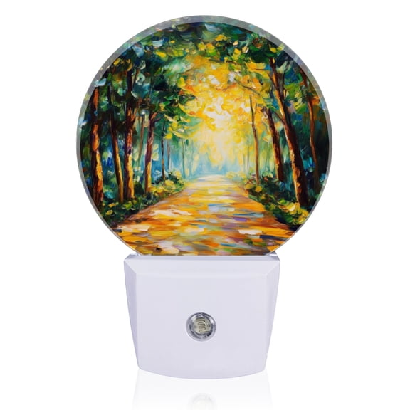 Night Lights Plug Into Wall, Forest Road With Trees On Both Sides LED Night Lights Lamp with Dusk to Dawn Sensor for Kids Room, Bedroom, Bathroom, Kitchen, Hallway