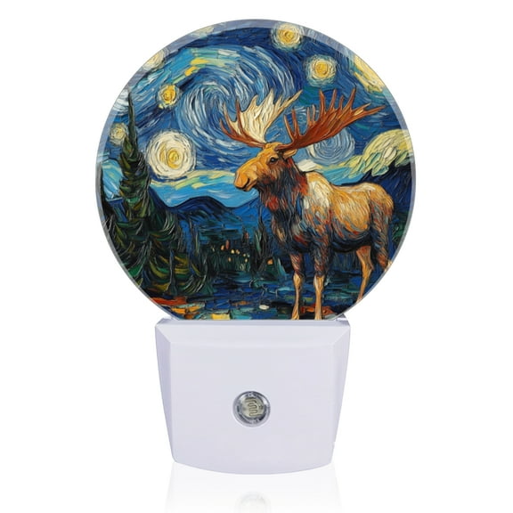Night Lights Plug Into Wall, Gorgeous Starry - Night Moose LED Night Lights Lamp with Dusk to Dawn Sensor for Kids Room, Bedroom, Bathroom, Kitchen, Hallway