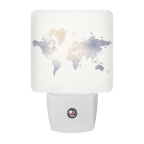 Night Lights Plug into Wall, Gray Beige Map LED Night Light with Dusk to Dawn Sensor, Farmhouse Ombre Abstract Illustration Art Decorative Nightlight for Hallway Bathroom Kitchen