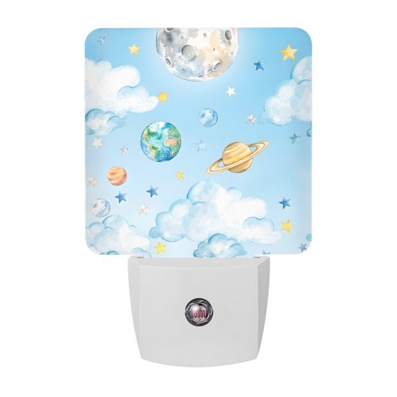 Night Lights Plug into Wall, LED Night Light with Dusk to Dawn Sensor, Cartoon Cute Planets Universe Star Cloud Decorative Nightlight for Hallway Bathroom Kitchen