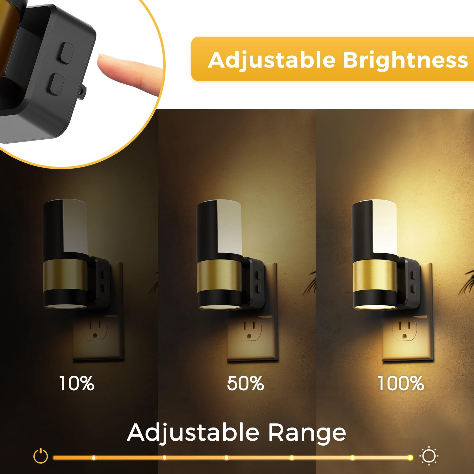 Night Lights Plug Into Wall  In Light Soft White/cool White/amber Dimmable Backlit Nightlight With Sensor 180° Rotatable Nightlights For Hallway 1pack
