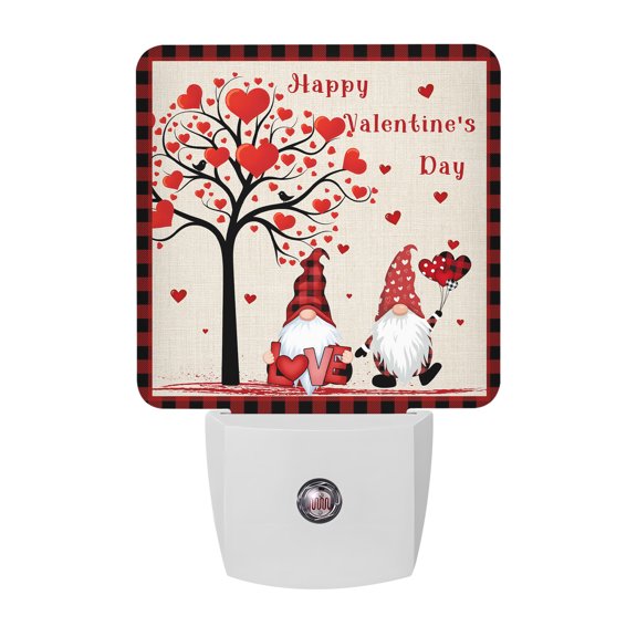Night Lights Plug into Wall, Love Heart Valentine's Day LED Night Light with Dusk to Dawn Sensor, Tree Gnomes Romantic Rustic Decorative Nightlight for Hallway Bathroom Kitchen