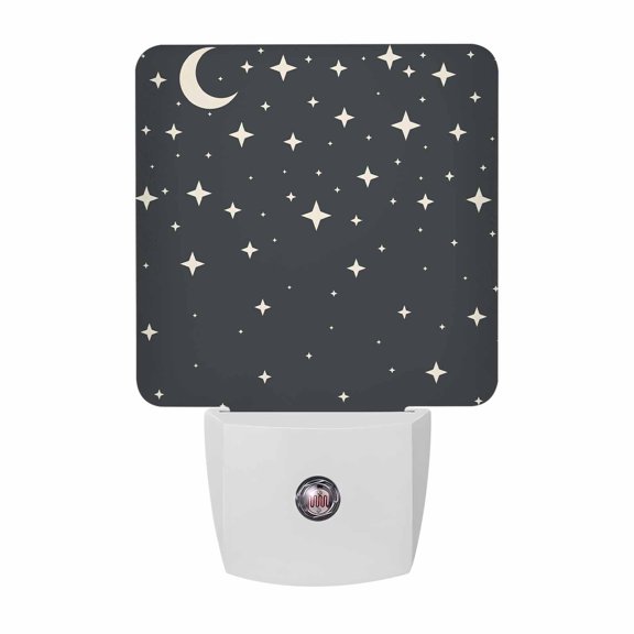 Night Lights Plug into Wall, Modern Black Grey LED Night Light with Dusk to Dawn Sensor, Japanese Style Moon Stars Minimalism Decorative Nightlight for Hallway Bathroom Kitchen