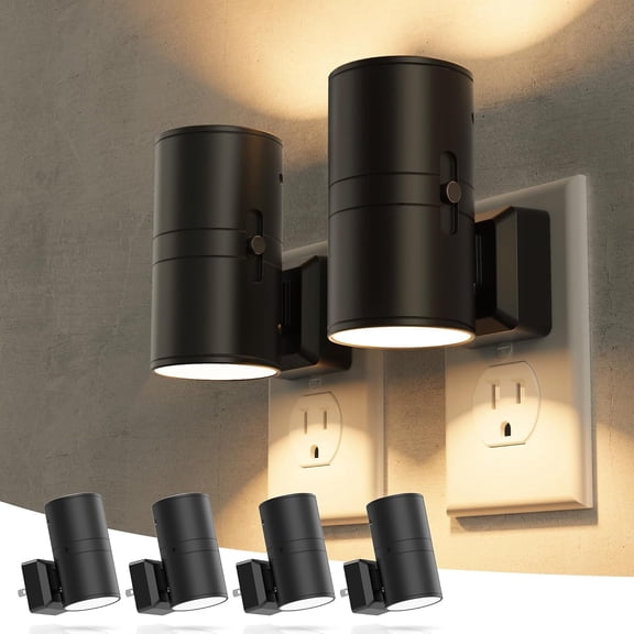Night Lights Plug into Wall, Modern LED Night Light Plug in, Dusk to Dawn Sensor, 5000K Daylight, 0-100LM Adjustable Brightness, Dimmable NightLight for Hallway, Bedroom, Stairway, 2 Pack
