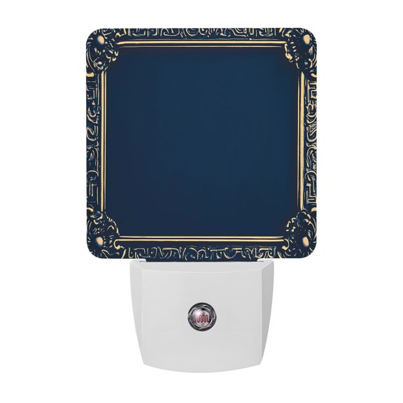 Night Lights Plug into Wall, Navy Blue Geometric LED Night Light with Dusk to Dawn Sensor, Farmhouse Geo Vintage Abstract Art Decorative Nightlight for Hallway Bathroom Kitchen