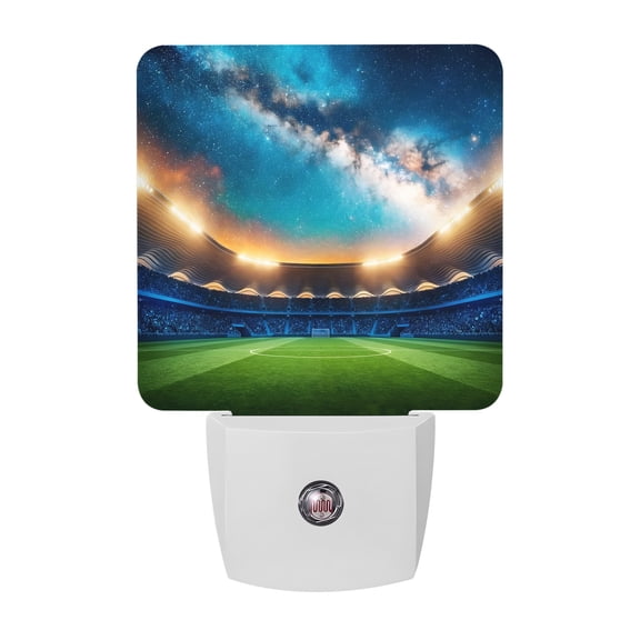 Night Lights Plug into Wall, Night Arena LED Night Light with Dusk to Dawn Sensor, Starry Sky Forest Green Atmospheric Football Field Decorative Nightlight for Hallway Bathroom Kitchen