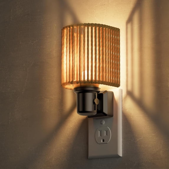 Night Lights Plug into Wall, Plug in Night Light, Bohemian Nightlight Dimmable with Light Sensor, 3000K, Boho Nightlights Farmhouse Decorative for Bedside Bedroom Bathroom Hallway, 1 Pack