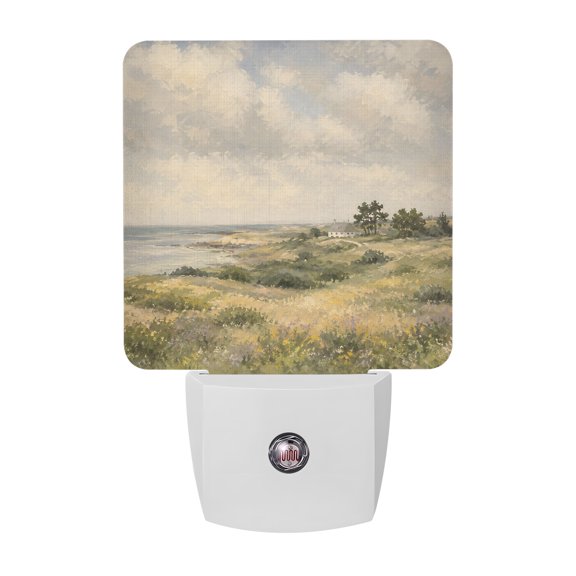 Night Lights Plug into Wall, Spring Village LED Night Light with Dusk to Dawn Sensor, Rustic Farmhouse Botanical Cloud Horizon Decorative Nightlight for Hallway Bathroom Kitchen