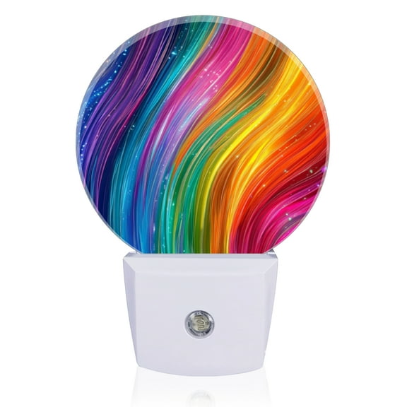 LED Night Lights Lamp with Dusk to Dawn Sensor, Stunning Rainbow - Flow Canvas Night Light Plug Into Wall for Kids Room, Bedroom, Bathroom, Kitchen, Hallway