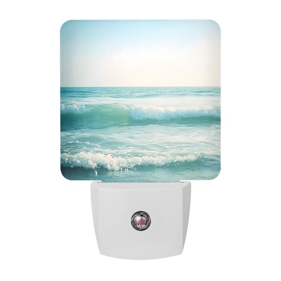 Night Lights Plug into Wall, Summer Beach LED Night Light with Dusk to Dawn Sensor, Coastal Ocean Horizon Landscape Decorative Nightlight for Hallway Bathroom Kitchen